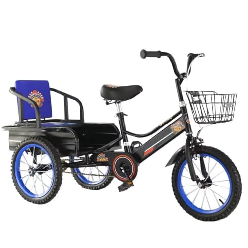 Kinderpedal-Dreirad mit Hinterkabine, Kleinkind-Dreirad mit Rücksitz für 3–9 Jahre, Outdoor-Dreirad, Tandem-Dreirad, Mobilitätskettenfahrrad mit Einzelbremse