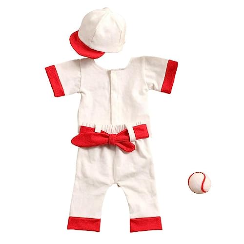 WuLi77 Baby Fotoshooting Requisiten Baseball Kostüm Fotostudio Kleidung Hemd Und Mütze Hose Neugeborenen Foto Kleidung Unisex Outfit Baby Baseball Outfit Baby Kleidung Für Jungen Baby Kleidung
