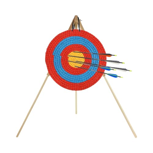 Stronghold Strohzielscheibe - 50x50x5cm & Ständer im Set für Einsteiger und Fortgeschrittene im Bogensport, Ziel für Pfeil und Bogen (Scheibe blau/rot)