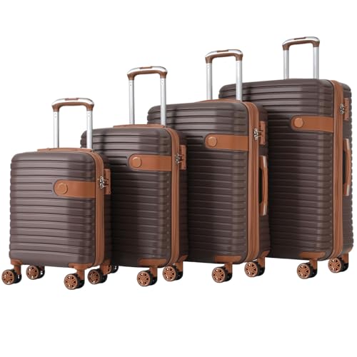 SPOFLYINN Gepäck-Sets, 3-teiliges leichtes erweiterbares Gepäck mit TSA-Schlössern, 360° drehbare Räder, geräumiger Stauraum, Hartschalenkoffer, 50,8 cm, 61,1 cm, 71,1 cm erhältlich, schokoladenbraun,