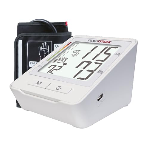 ROSSMAX Z1 – Automatisches und klinisch validiertes Oberarm-Blutdruckmessgerät Unregelmässige Herzschläge - Manschetten und Bewegungserkennung - One-touch Betrieb - Aufladen über USB Type C port