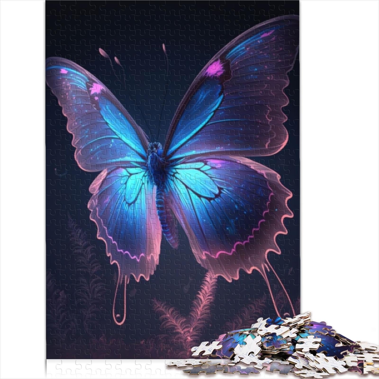 Puzzle-Puzzles für Erwachsene, 1000 leuchtende Schmetterlinge, Holzpuzzles für Erwachsene und Kinder, Geschenkidee, Heim-Lernspiele, DIY-Spielzeug (50 x 75 cm)