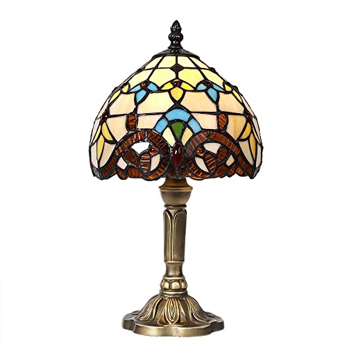 Artpad Tiffany Style Tischlampe, Handcraft Glasmalerei Lampenschirm Tischlampen, Nachttisch, Wohnzimmer, Bar Mediterrane Tischlampe mit Metallsockel(Glühbirne nicht enthalten)