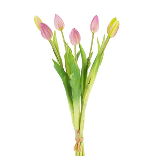 artplants.de Künstlicher Tulpenstrauß LONA, 7 Blüten, Flieder - grün, 45cm, Ø 20cm - Kunst Tulpen Strauß - Künstlicher Blumenstrauß