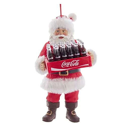 Coca-Cola Kurt S. Adler Weihnachtsmann mit Cola-Motiv, 14 cm, Mehrfarbig