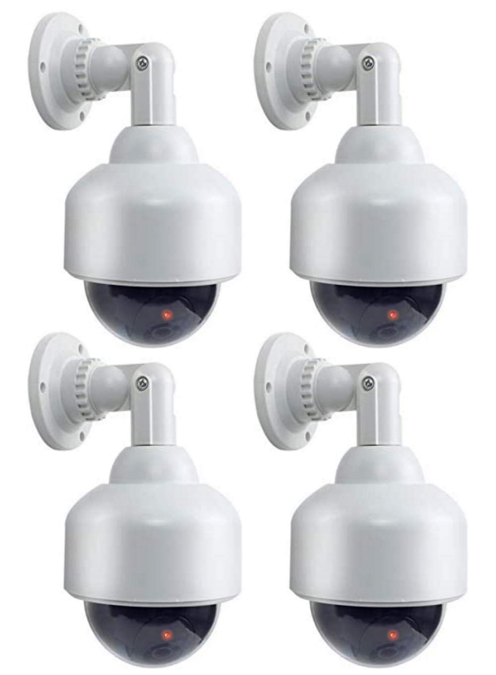 4X Kamera-Attrappe Dummy Dome Überwachungskameras mit Objektiv, Blinkender LED, wasserdicht, Verwendung im Innen- und Außenbereich