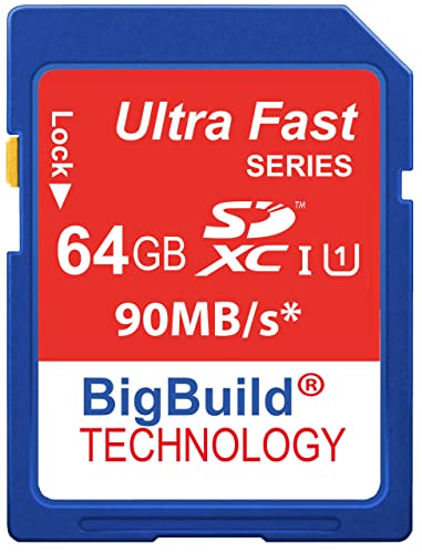 BigBuild Technology 64GB Ultra schnelle 90MB/s Speicherkarte für Canon EOS 77D Camera, Klasse 10 SD SDHC