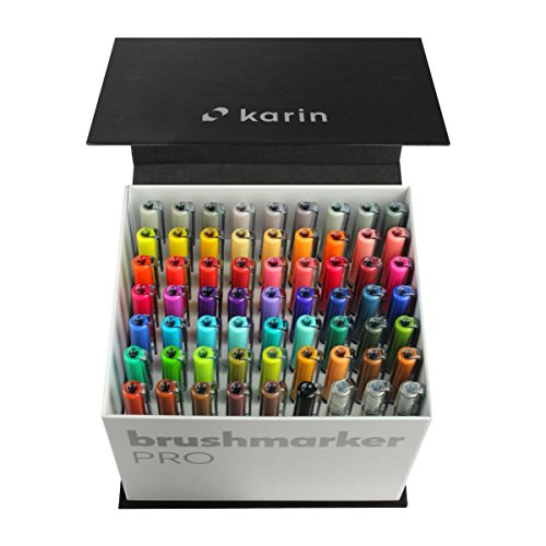 KARIN Megabox Brushmarker PRO Brushpens auf Wasserbasis geeignet zum Malen, Zeichnen und Handlettering mehrfarbig