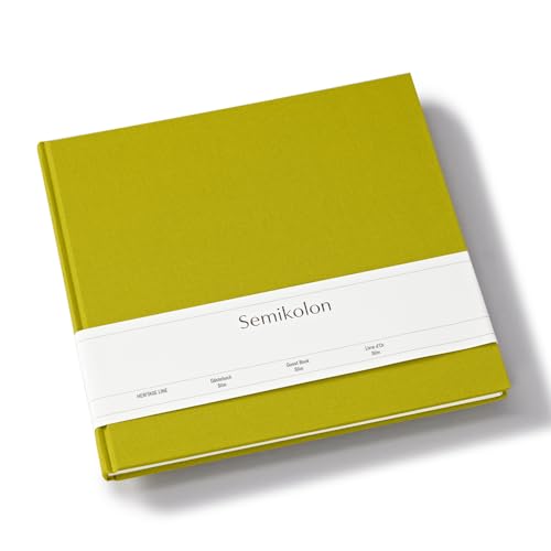 Semikolon 371085 Gästebuch Slim 25 x 23 cm - mit 100 blanko Seiten zum Selbstgestalten, Lesezeichen - matcha hell-grün