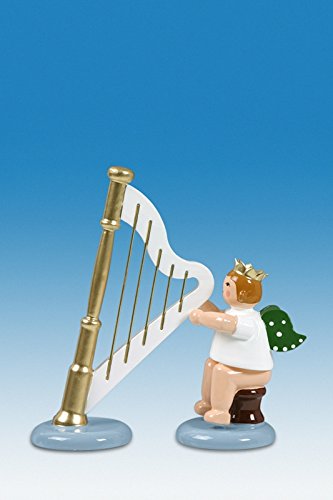 Engelmusikant Engel sitzend mit Harfe ohne Krone Höhe ca 6 cm NEU Holzengel Weihnachtsengel Erzgebirge Holz