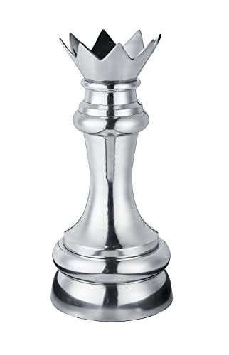 Michael Noll Schachfigur Dame Schach Figur Deko Aluminium Silber XXL 47 cm
