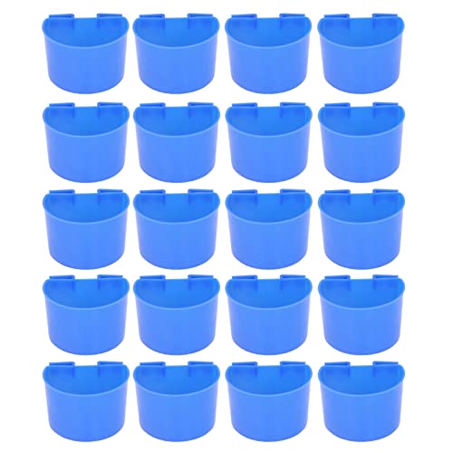20 Stück Kunststoff Vogelfutternapf, Vogelkäfig, Samenbecher, Wasserfutterspender für Käfig für Nymphensittiche (Größe: S/Blau)