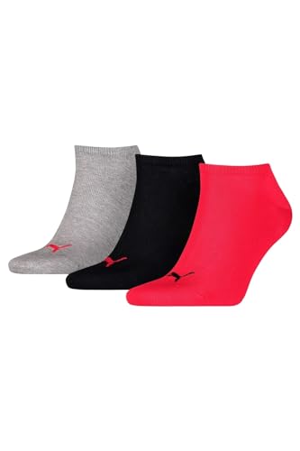 PUMA Unisex Invisible Sneaker Socken 6er Pack, Größe:35-38;Farbe:black/red