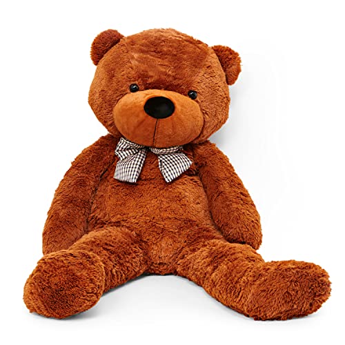 Lumaland Riesen XXL Teddybär Plüsch Kuschelbär mit Knopfaugen 120cm Braun