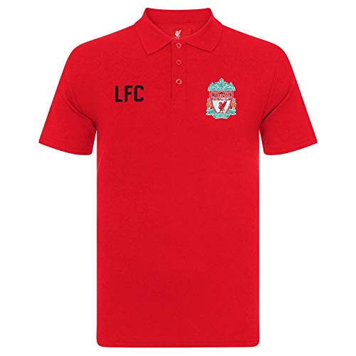 FC Liverpool Herren Polo-Shirt mit originalem Fußball-Wappen - Rot - L