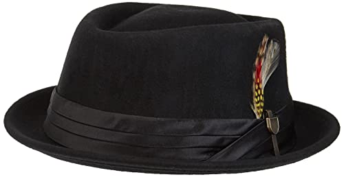 Brixton Unisex Stout Pork Pie Hat, Black/Black, L