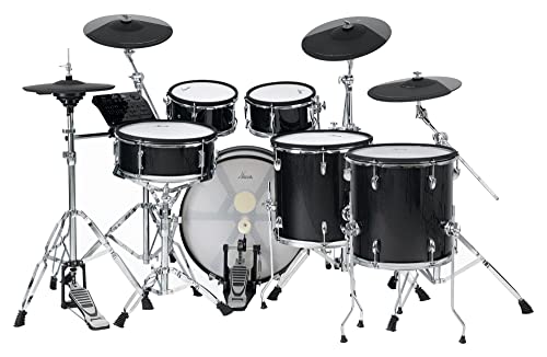 XDrum DD-670 PLUS Mesh E-Drum Kit - elektronisches Schlagzeug mit echter HiHat und Holzkesseln - 14" Snare-Pad und 20" Kick-Pad - 720 Sounds, 20 User-Kits - inkl. Hardware - Black Sparkle