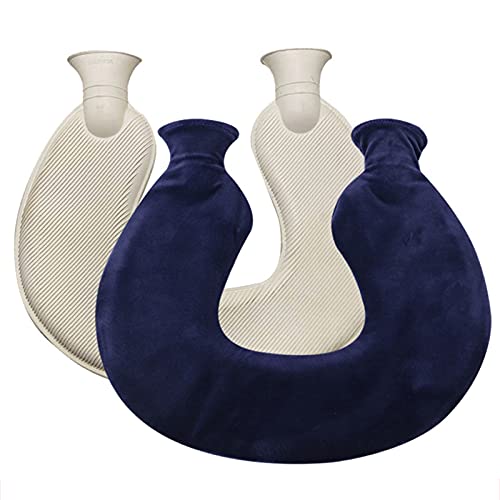 Wärmflasche für den Nacken, eine Wärmflasche zur Linderung von Nackenschmerzen, eine kabellose Nackenstütze, die Steifheit lindert, mit einem waschbaren Plüschbezug. (Color : Blue)
