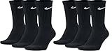 Nike Socken 5 Paar Herren Damen Sparset Tennissocken Sportsocken Laufsocken Paket Bundle, Farbe:Schwarz, Größe:34-38