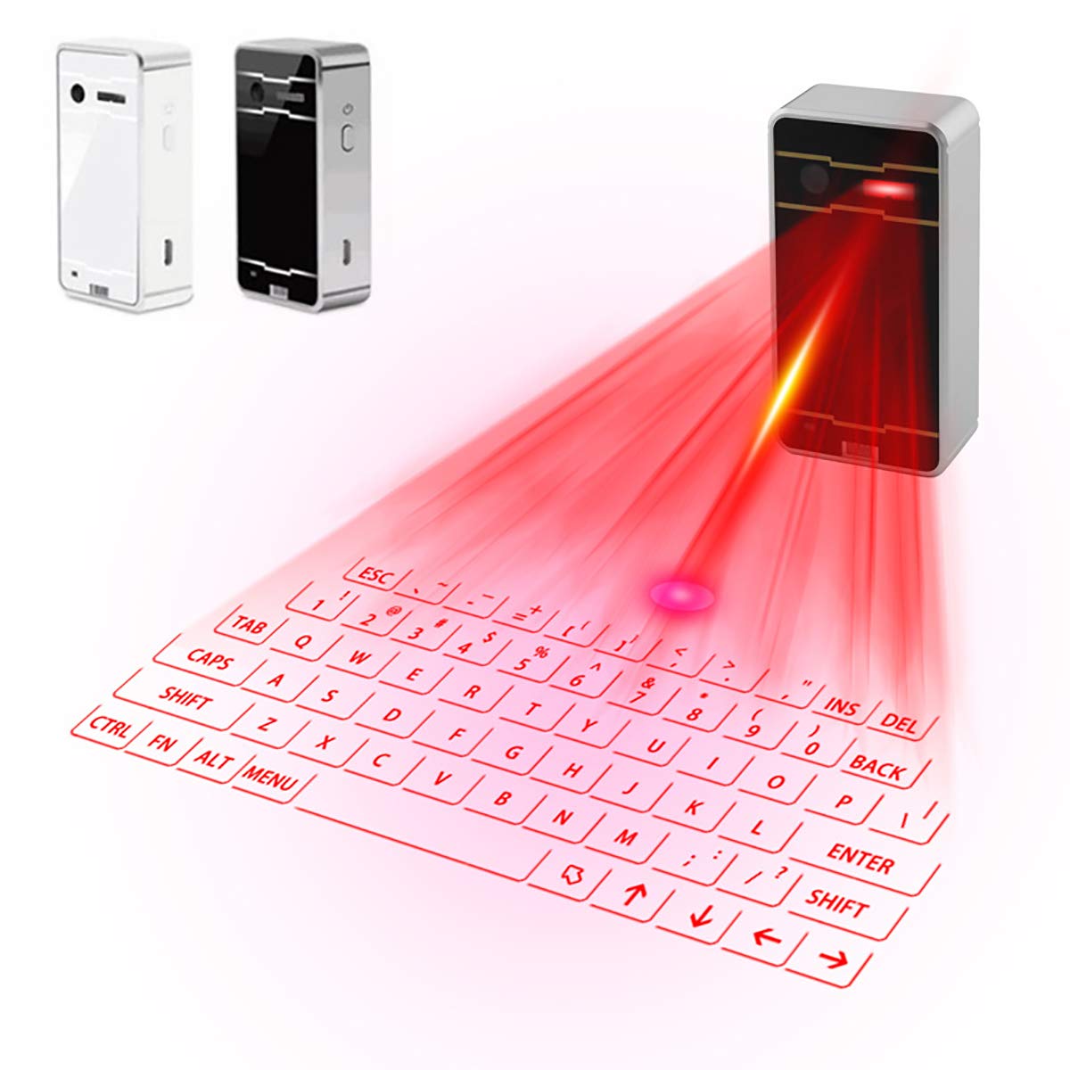 Zeerkeer Bluetooth Laser Tastatur Wireless Virtuelle Projektions Tastatur Tragbare für IOS Android Smart Telefon Pad Tablet PC Notebook (Schwarz)