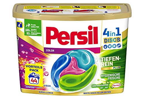 Persil Color 4in1 Discs (1 x 44 Waschladungen), Colorwaschmittel mit Tiefenrein-Plus Technologie und langanhaltender Frische, Waschmittel für leuchtende Farben