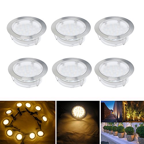 LED Einbaustrahler, 6er Set Bodeneinbaustrahler Aussen Ø80mm 2.5W Treppen Einbauleuchten IP67 Wasserdicht Außenleuchten Boden Lichter für Terrasse, Garten, Balkon,Badezimmer, Küche (Warmes Weiß)