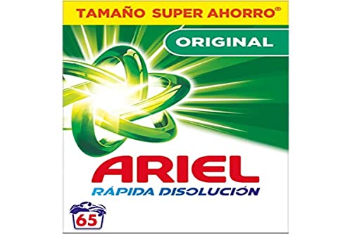Ariel Waschmittel für Waschpulver, 65 Waschgänge, Original, Seife mit Anti-Schmutz-Technologie, die die Kleidung sauber und glänzend hinterlässt