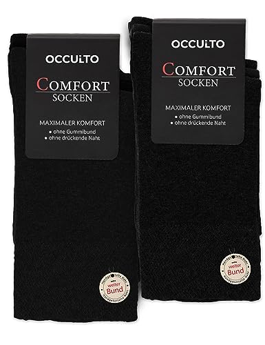 Occulto Herren Komfort Socken ohne Gummi & Naht 10er Pack (Modell: Philipp) 10 X Schwarz 39-42
