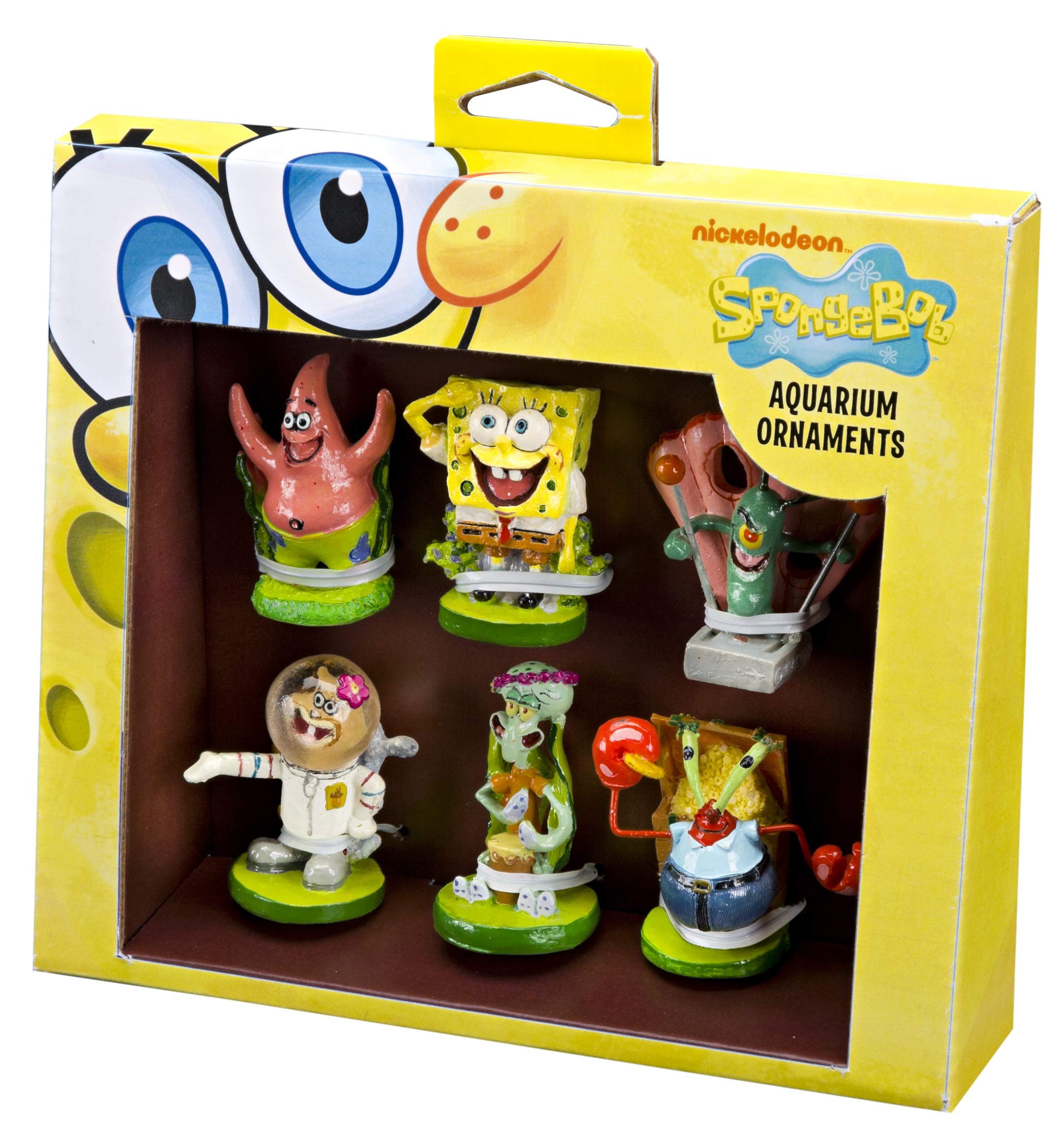 Penn-Plax Offiziell Lizenziertes Spongebob 6-teiliges Mini-Aquarium-Ornament-Set – ideal für Salzwasser- und Süßwassertanks.