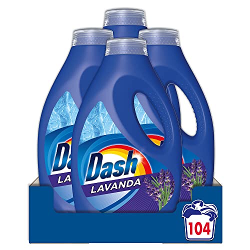 Dash Flüssigwaschmittel für Waschmaschine, 104 Waschgänge (4 x 26), Lavendel, entfernt Flecken, verleiht Frische, wirksam bei Kälte und in kurzen Zyklen