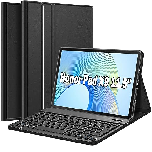 Wineecy Tastatur Hülle für Honor Pad X9 11.5 Zoll 2023 Tablet, Slim Schutzhülle mit Magnetisch Abnehmbare Kabellose Deutsches QWERTZ Tastatur für 11,5" Tablet Honor Pad X9 (Honor Pad X9 11.5")