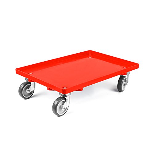 aidB Kunststoff Transportroller Geschlossen - Rot - mit Gummiräder, 4 Lenkrollen - Einzel