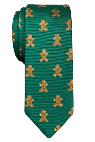 Retreez Herren Schmale Gewebte Weihnachten Krawatte Lebkuchenmann 5 cm - grün,
