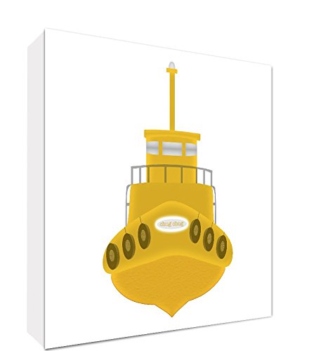 Feel Good Art BOAT1010-06R-IT Bild auf Leinwand im Illustrationsstil "Entenboot", gelb/weiß, 25 x 25 x 4 cm