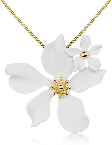 LUISIA® Halskette Nelia mit Blumen - 16 Karat vergoldet Weiß