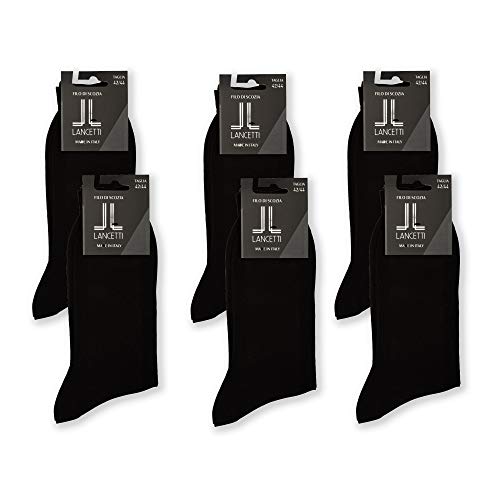 LANCETTI - 6 Paar kurze Socken aus schottischer Baumwolle für Herren - (45-46) - Schwarz