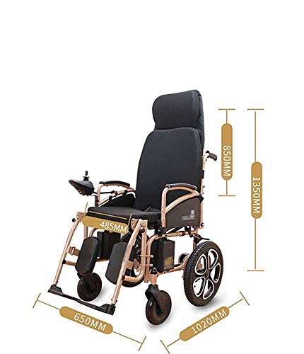 Generic K Elektro-Rollstuhl für ältere Menschen - Voller Liegestuhl mit hoher Rückenlehne, Faltbarer Luftreifen, Elektromagnetbremse, Roller - 8484 Rollstühle, schwer/braun, schönes Zuhause