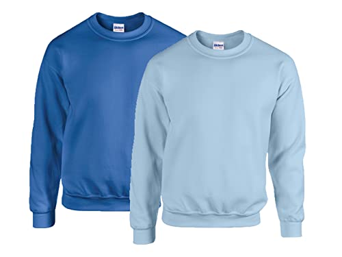 Gildan - Heavy Blend Sweatshirt - S, M, L, XL, XXL, 3XL, 4XL, 5XL /1x Royal + 1x Light Blue + 1x HL Kauf Notizblock, M