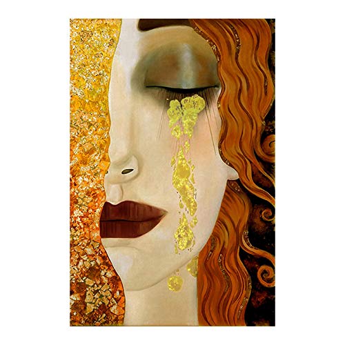 Zhadongli Art Berühmte Kunstdrucke auf Leinwand, Gemälde von Gustav Klimt, goldene Tränen, gerahmte Wandkunst, abstrakte Bilder, Wanddekoration, 40 x 60 cm (16 x 24 Zoll) mit Rahmen