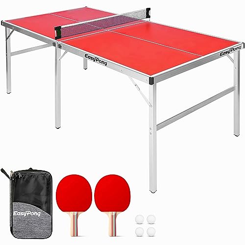 EasyPong® | Ping Pong Tisch | 182x91cm | Premium Qualität | Leicht zu transportieren | Stabil | Ideal für Outdoor & Indoor | 2 Schläger + 4 Bälle | Tischtennis | 100% Fun | OriginalCup®