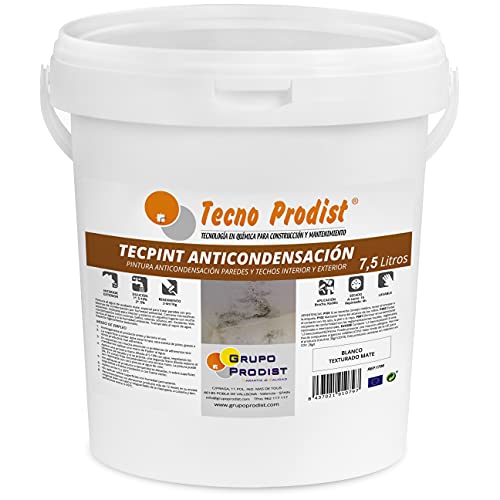 TECPINT ANTIKONDENSATION von Tecno Prodist - (7,5 Liter) - Anti-Kondensations- und Anti-Schimmel-Farbe auf Wasserbasis für innen und außen -Wände und Decken -hohe Deckkraft -einfache Anwendung -WEISS
