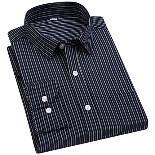 Bqxxdeo Gestreiftes Hemd Mit Langen Ärmeln Für Herren Formale Büro-Business-Hemden k09 Stripes 4XL