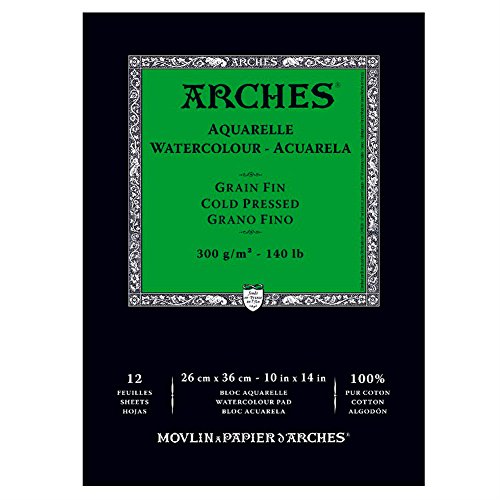 Canson Arches Cold Press Aquarellblock, 25,4 x 35,6 cm, 12 Blatt, Papier, natürliches weiß, 10 by14-Inch