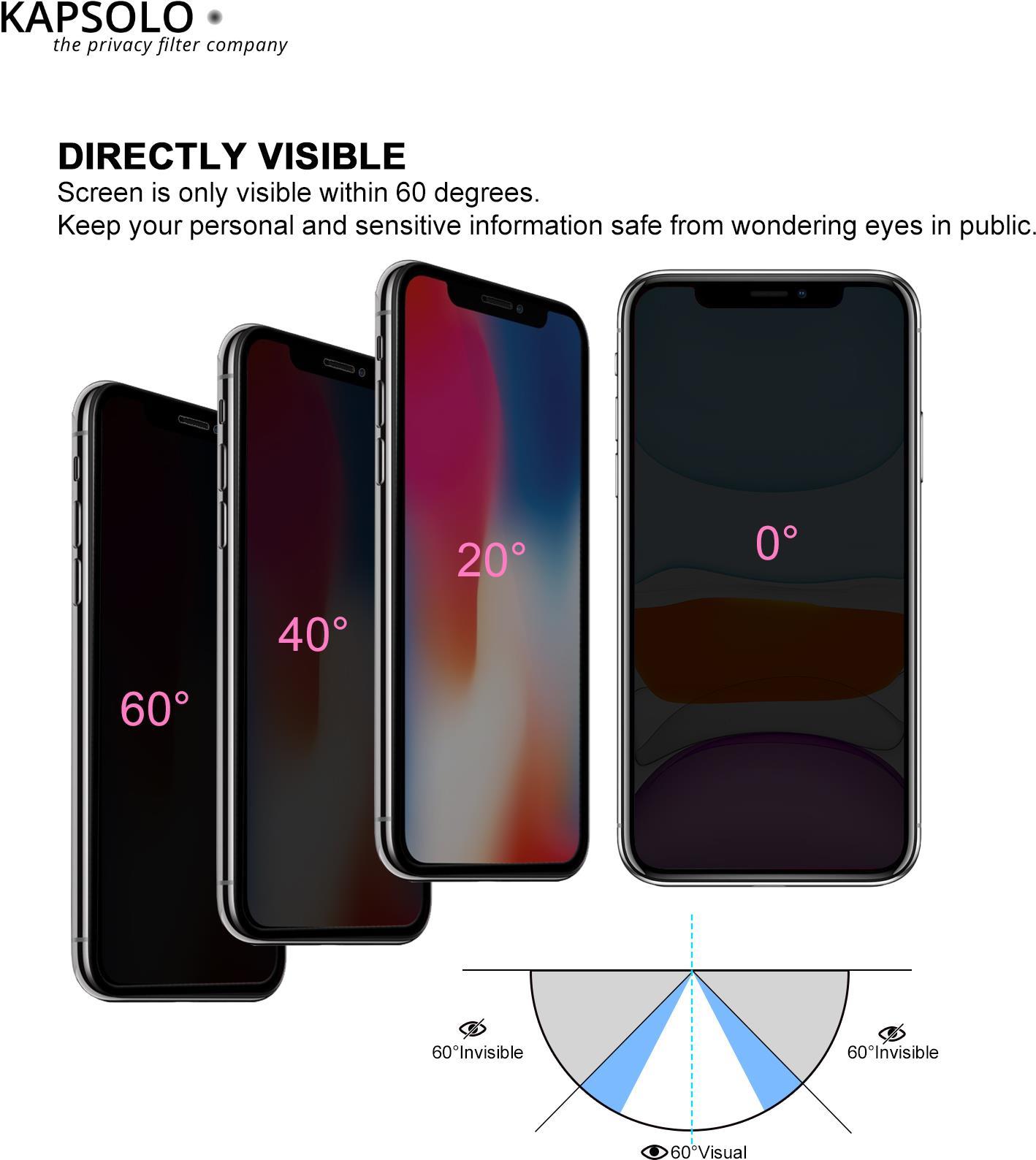 KAPSOLO Privacy Schutzglas Apple iPhone SE (2020) / 7/8 Blickschutzfilter Displayglas, 3D9H vollflächiges gehärtetes Temperglas mit abgerundete Kanten