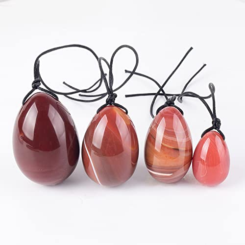 Bohren Sie natürliches rotes Achat-Ei-Kristall-Massageball-Frauen-Übungs-Werkzeug, 45 x 30 mm Steinkristall-Reiki (Color : 4 Pcs Set)