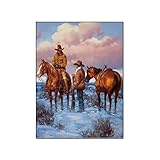 Wandkunst Wohnzimmer Cowboy Western Dekoratives Pferd Western Bild Cowboy Bild Wild Native American GemäldeLeinwand Poster Kunstdruckee Bild 40x60cm Kein Rahmen