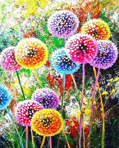 Weltbild Diamond Painting Allium | Leuchtende Blumen-Deko | 40x50 cm | Eckige Steine | DIY Bastelset für Erwachsene