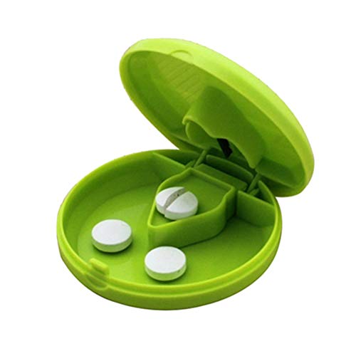 Medizinische Pille, halbes Viertel, Splitter, Aufbewahrungsfach, Box, Tablettenschneider, Halter, guter Heimhelfer, Rosa/727 (Color : Green)