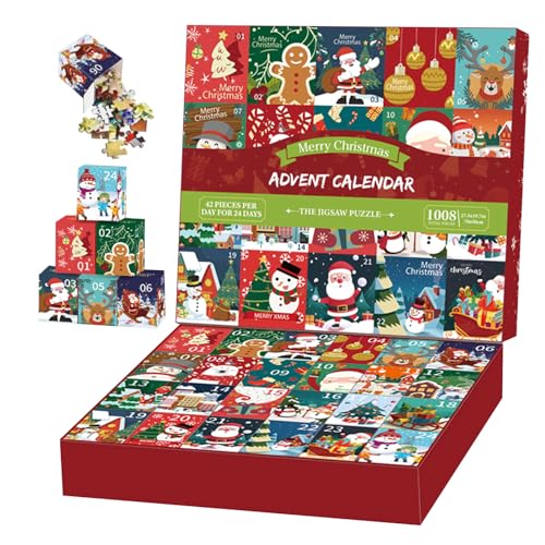 Holdes Adventskalender 2023 Puzzle Erwachsene, 1008 Teile Jigsaw Puzzle Weihnachtskalender Geschenke Für Erwachsene Und Kinder Geburtstagsgeschenke Geschenke Taufgeschenke