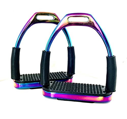 Extreme Rainbow Gloss Fillis Sicherheitssteigbügel, flexibel, biegsam, für Reiter, S/Stahl mit Trittflächen, 10,2 cm und 12,1 cm